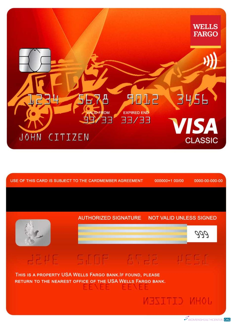 Download USA Wells Fargo bank visa classic card Photoshop template